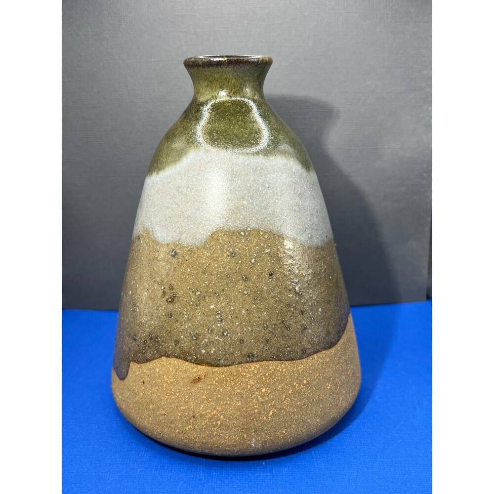 Clay Pottery Vase Tan, Green, & Gray Earth Colors